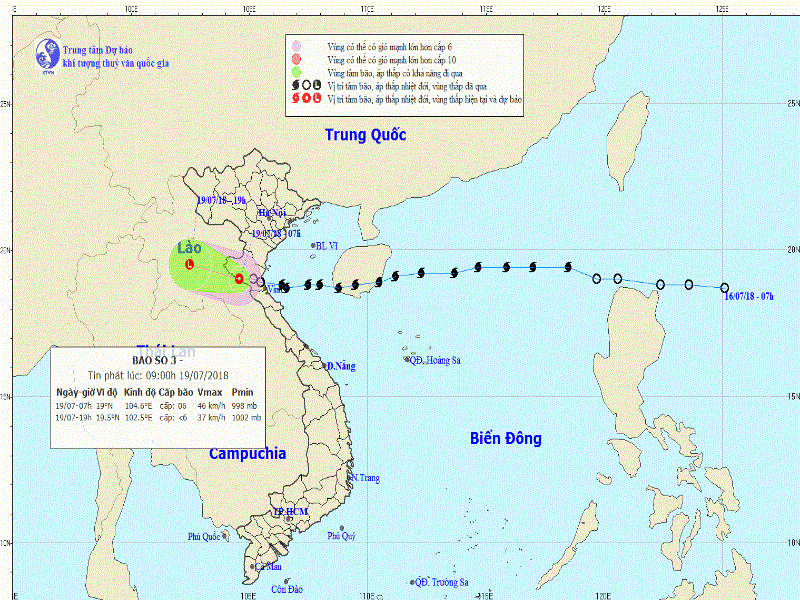 Bão quét qua, lũ các sông đang lên nhanh