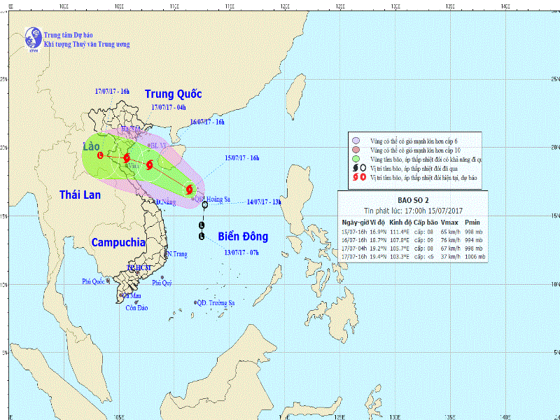 Áp thấp nhiệt đới mạnh lên thành bão số 2