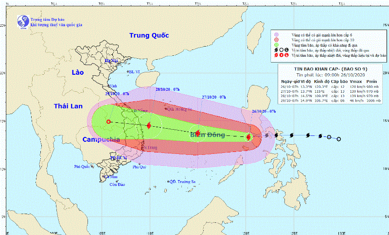 Bão số 9 di chuyển rất nhanh, cường độ rất mạnh