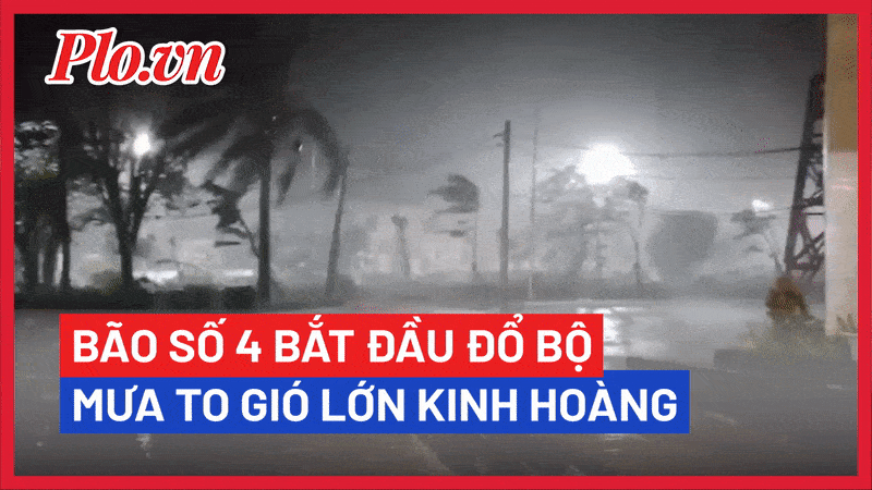 Video: Hãi hùng mưa to, gió lớn, sóng mạnh tại miền trung khi bão số 4 đổ bộ