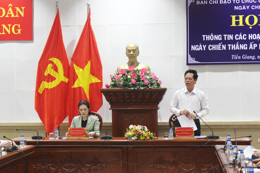 Ông Nguyễn Thành Diệu, Phó Chủ tịch tỉnh Tiền Giang phát biểu tại buổi họp báo. Ảnh: Đ.HÀ Ông Nguyễn Thành Diệu, Phó Chủ tịch tỉnh Tiền Giang phát biểu tại buổi họp báo. Ảnh: Đ.HÀ