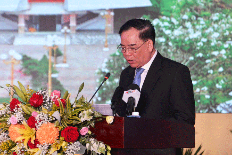 Ông Trần Ngọc Tam, Chủ tịch UBND tỉnh Bến Tre đọc diễn văn tại lễ kỷ niệm. Ảnh: PV