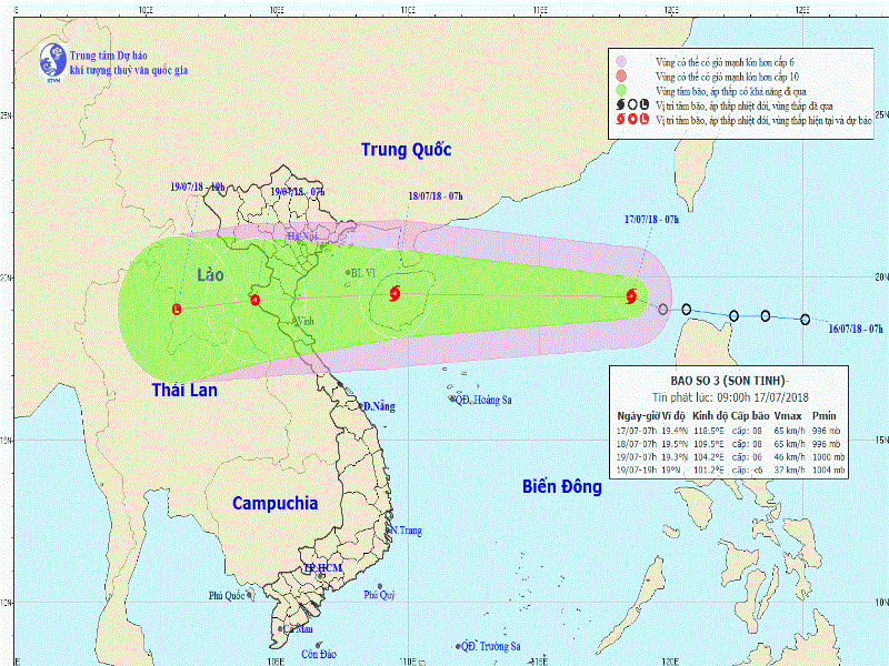 Bão giật cấp 10 đang ập vào biển Đông