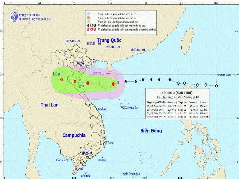 Bão đang tiến vào đất liền