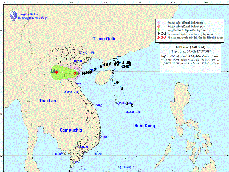 Bão số 4 thành áp thấp nhiệt đới khi vào đất liền