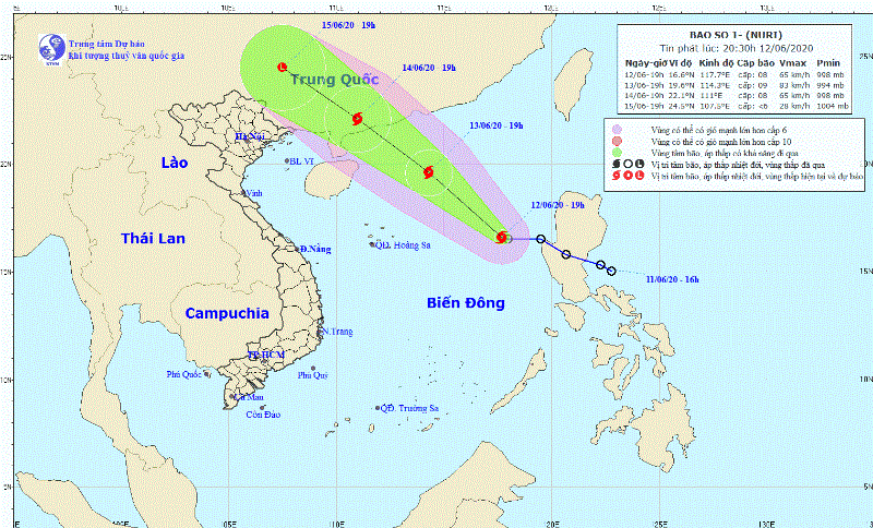 Áp thấp nhiệt đới đã mạnh lên thành bão số 1 trên biển Đông