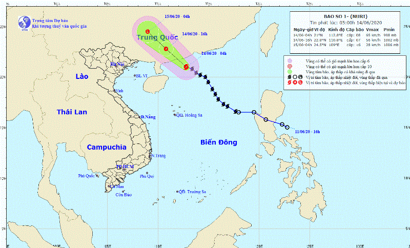 Bão số 1 sẽ đi vào Trung Quốc và suy yếu, Bắc bộ mưa to