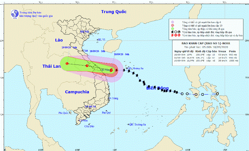 Bão số 5 sắp đổ bộ Quảng Bình - Quảng Nam