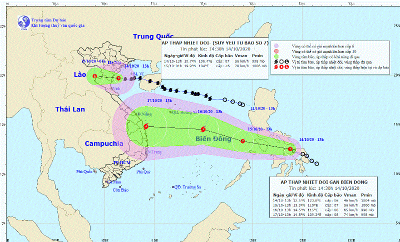 Bão số 7 suy yếu thành áp thấp nhiệt đới