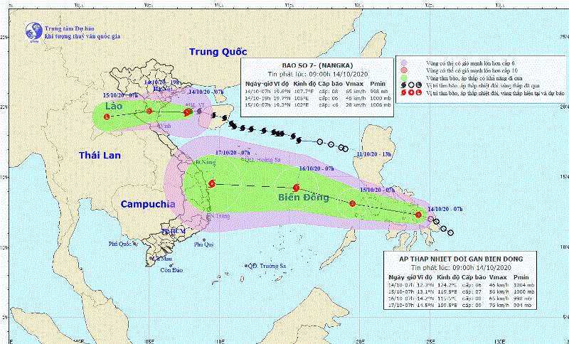 Bão giật cấp 10 đang ở vùng biển Thái Bình- Nghệ An