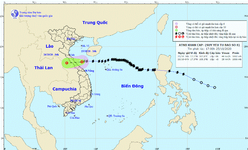 Bão số 8 suy yếu thành áp thấp nhiệt đới