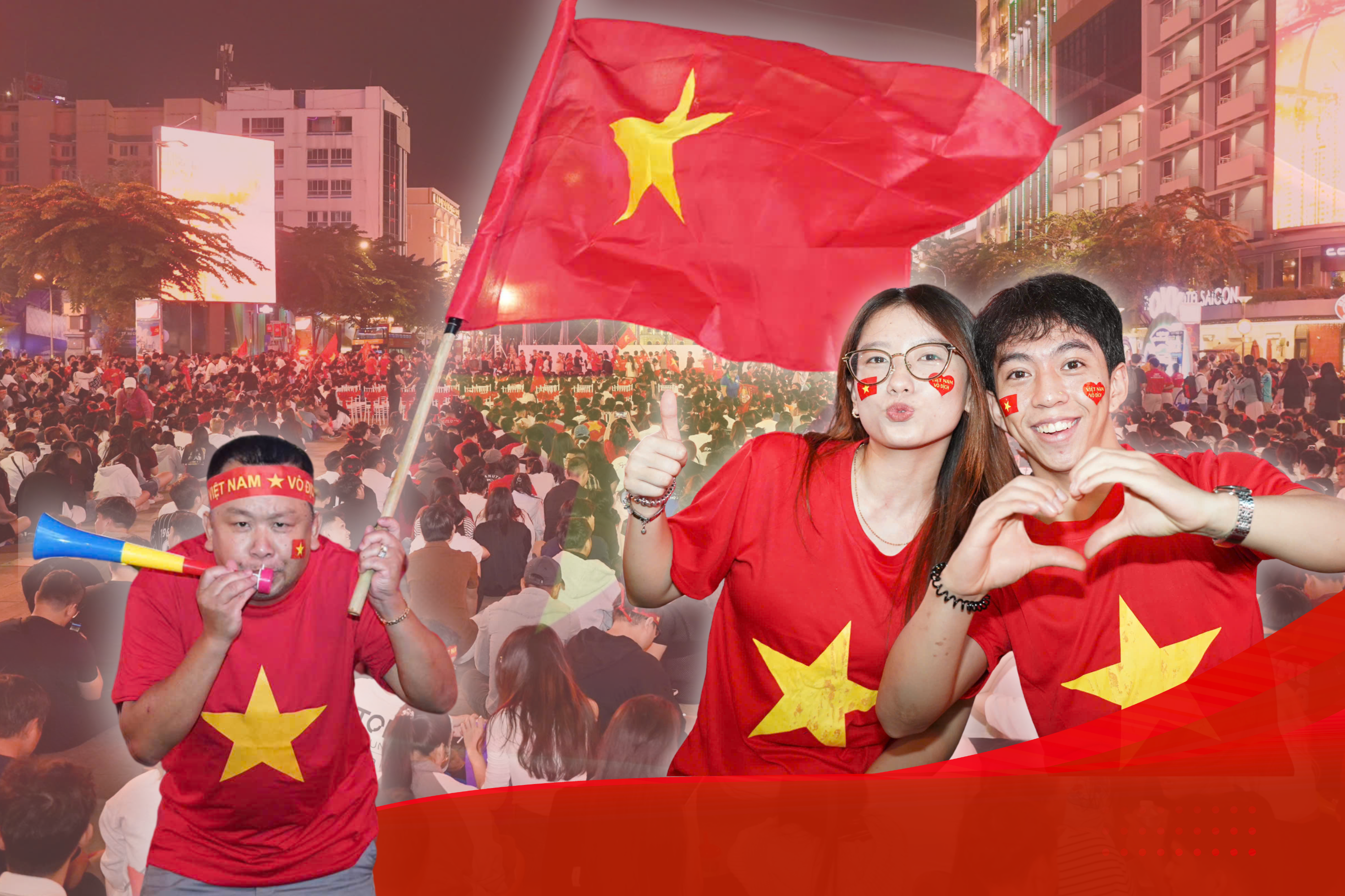 Biển người đổ về phố đi bộ Nguyễn Huệ 'tiếp lửa' cho đội tuyển U-23 Việt Nam 