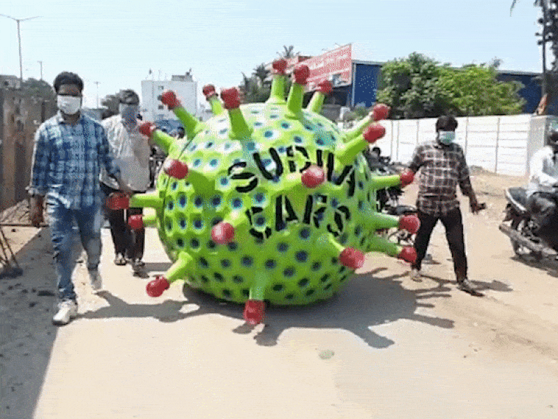 Xe máy hình virus SARS-CoV-2 giúp nâng cao ý thức chống dịch