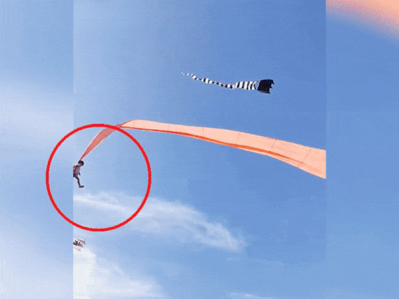 Bé 3 tuổi bị diều cuốn lên không trung