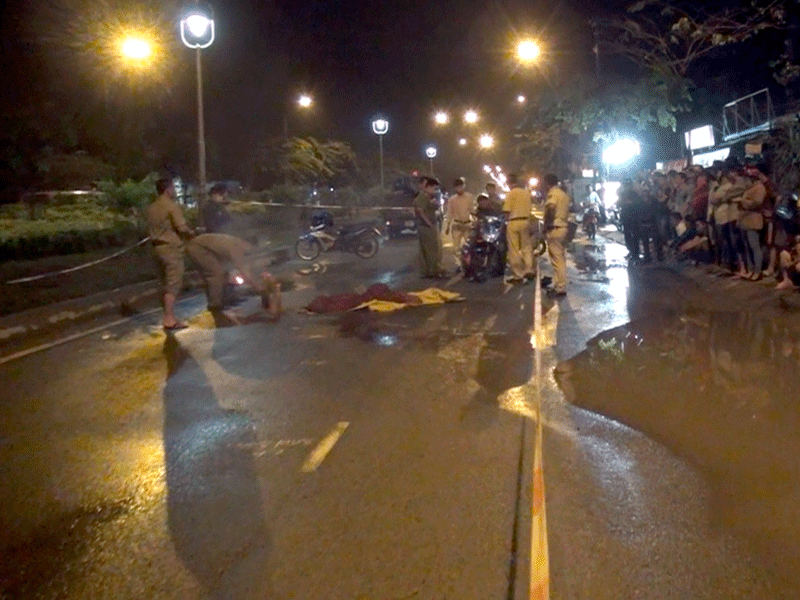 Tránh vũng nước, thanh niên bị container cán tử vong