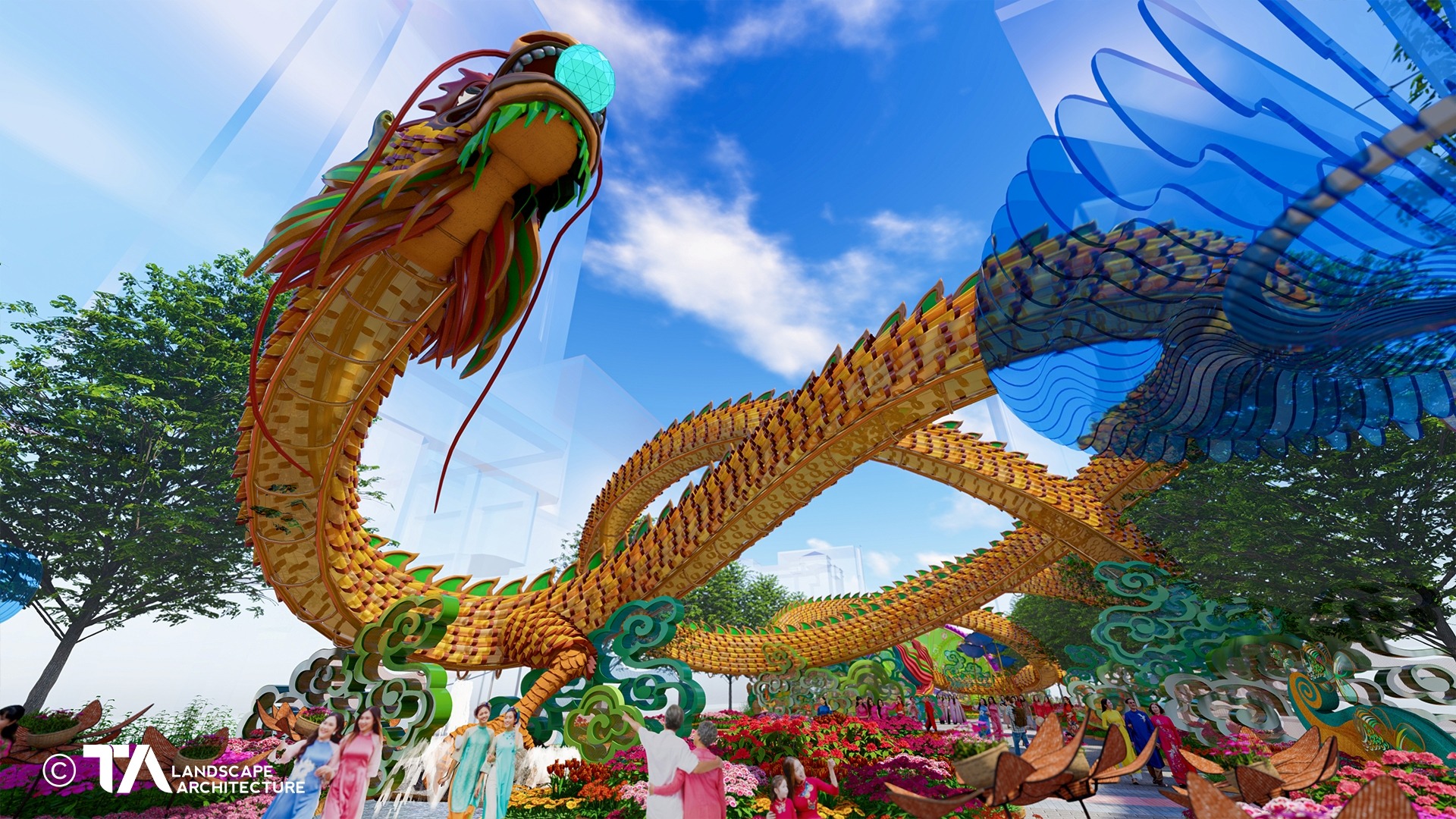 Lộ diện linh vật Rồng dài hơn 100 m ở đường hoa Nguyễn Huệ Tết 2024