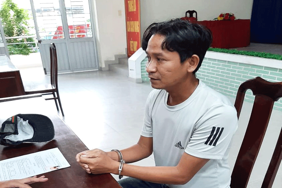 Nguyễn Văn Triều tại cơ quan công an. Ảnh: C.A Nguyễn Văn Triều tại cơ quan công an. Ảnh: C.A