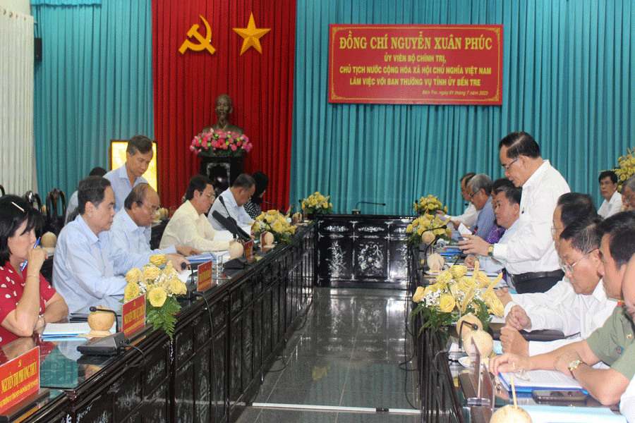 Chủ tịch nước làm việc với Ban Thường vụ Tỉnh ủy Bến Tre Chủ tịch nước làm việc với Ban Thường vụ Tỉnh ủy Bến Tre