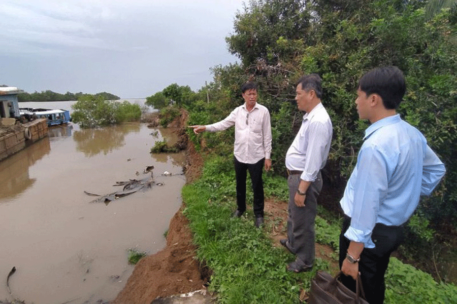 Trước đây, cồn Tam Hiệp thường xuyên xảy ra sạt lở nghiêm trọng. Ảnh: PV