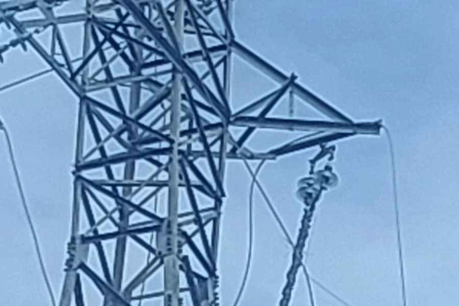 Sự cố làm đứt 4 đường dây điện trung thế qua cù lao Tân Phong. Ảnh: CTV