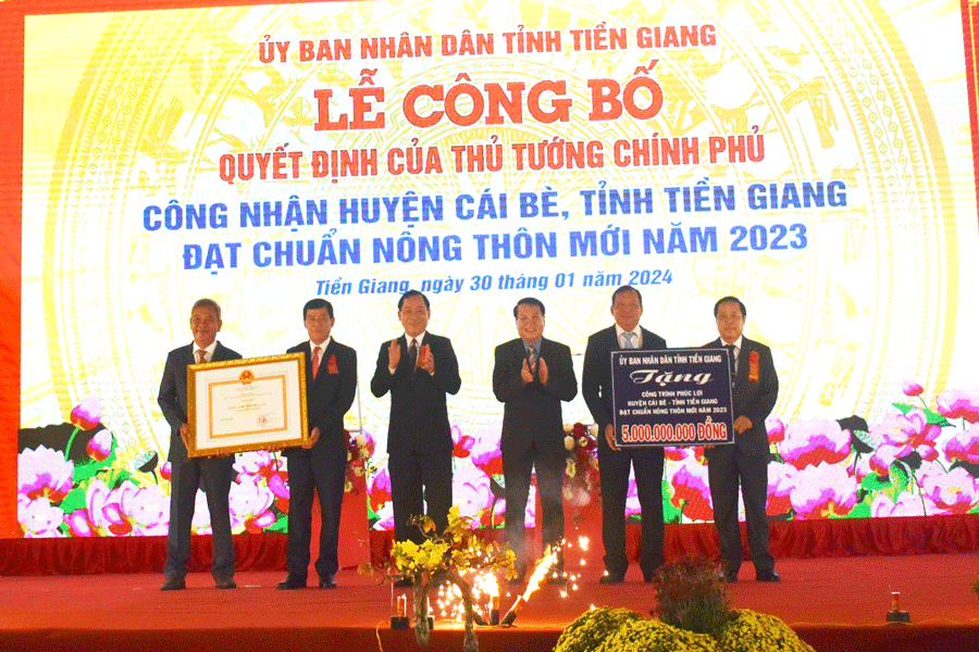 huyện Cái Bè được công nhận huyện nông thôn mới