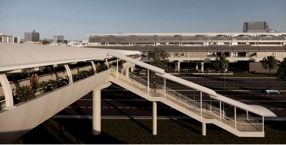 Lộ diện kiến trúc bắt mắt của cầu bộ hành trên tuyến metro số 1