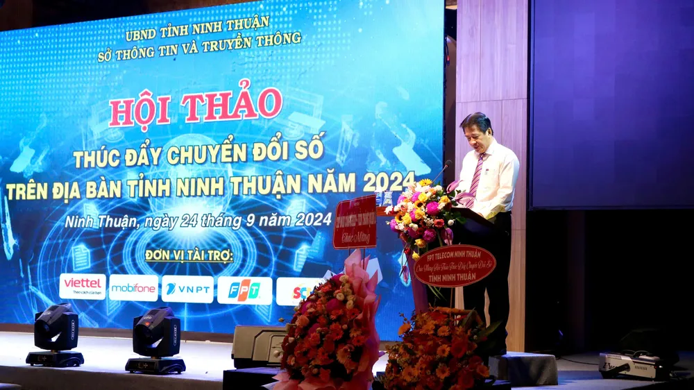 Ông Nguyễn Long Biên, Phó Chủ tịch UBND tỉnh Ninh Thuận, phát biểu tại hội thảo. Ảnh: T.V kinh tế số1.jpg