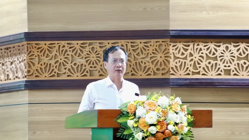 Phó Chủ tịch UBND tỉnh Đồng Tháp Trần Trí Quang thông tin về Diễn đàn Khởi nghiệp Đồng bằng sông Cửu Long (Mekong Startup) - Lần II năm 2024. Ảnh: HD Diễn đàn Khởi nghiệp.jpg