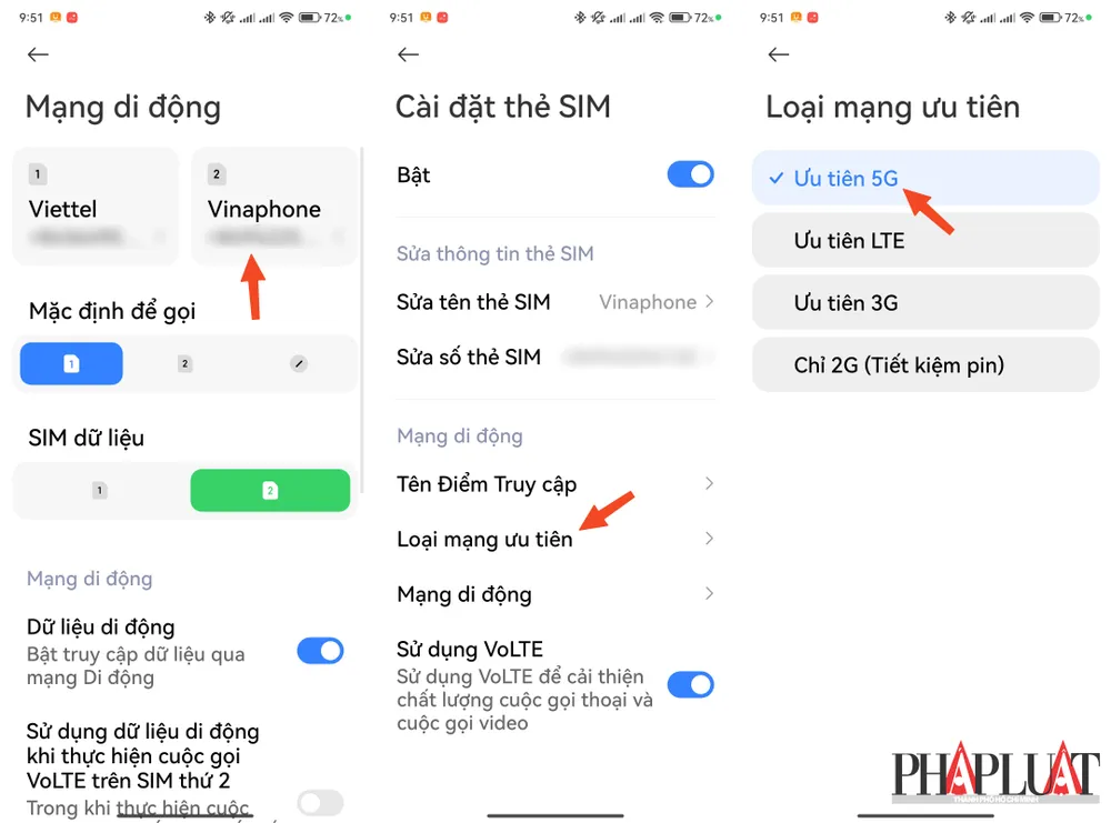 Cách bật kết nối 5G trên điện thoại. Ảnh: MINH HOÀNG Cách bật kết nối 5G trên điện thoại. Ảnh: MINH HOÀNG