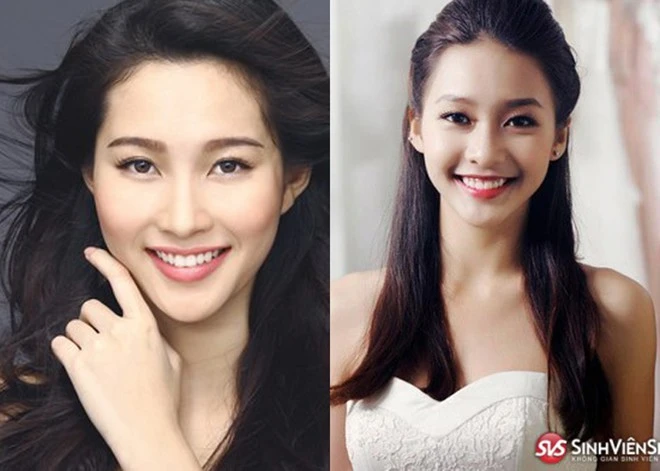 5. Hoa hậu Đặng Thu Thảo và boxing girl Khả Ngân Hot girl Khả Ngân được nhận xét là bản sao 16 tuổi của Hoa hậu Đặng Thu Thảo. Ngay từ khi xuất hiện, cộng đồng mạng đã liên tưởng các nét trên gương mặt cô rất giống Hoa hậu Việt Nam 2012. Từ gương mặt trái xoan, nụ cười hiền hậu của cả hai được nhận xét không có sự khác biệt là bao.