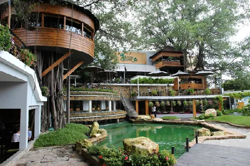 Được thiết kế trên một không gian khá rộng so với một quán café sân vườn, với những ban công mở, được phủ mát bởi sắc xanh của tán cổ thụ che mát, và đủ những sắc màu của vô vàn loài hoa, cùng với đó là thanh âm réo rắt, trong trẻo của dòng suối nhân tạo được bố trí ngay giữa lòng Garden sẽ đưa bạn như lạc vào cả một khung trời thật mơ mộng và cũng rất trẻ trung, hiện đại.