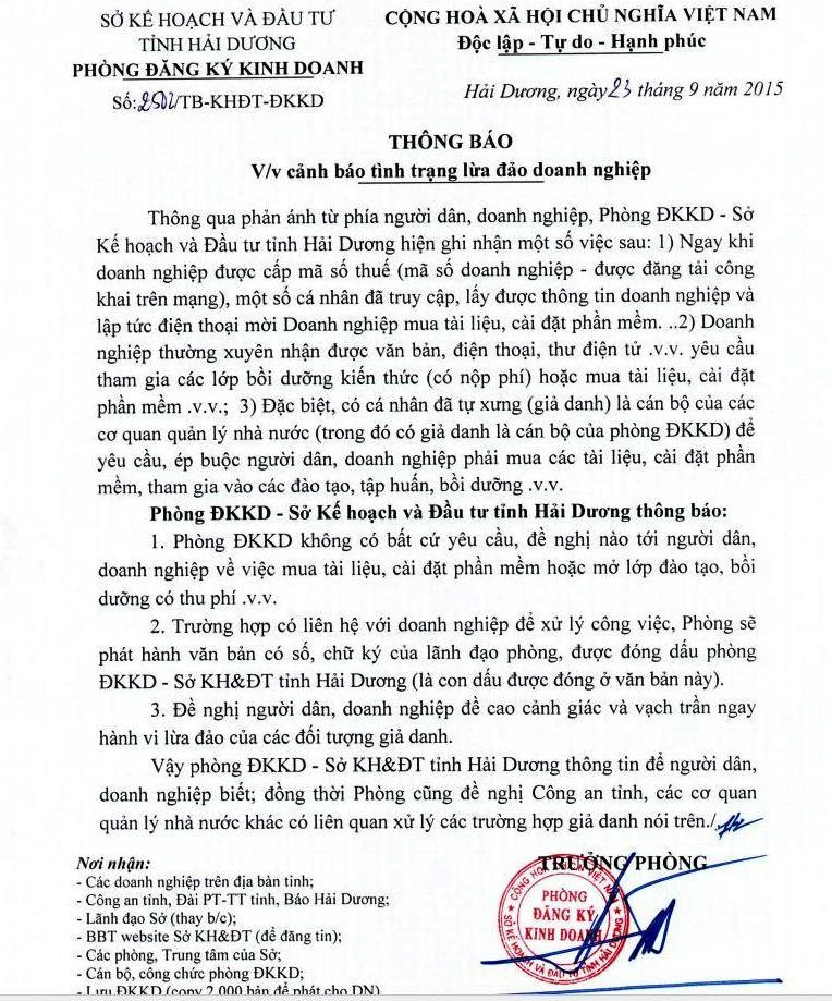 Giả danh cán bộ đi lừa đảo doanh nghiệp ảnh 1