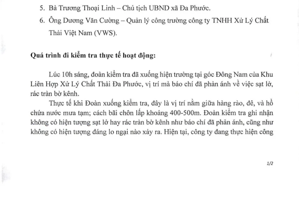 'Không có hiện tượng sạt lở tại Nhà máy rác Đa Phước' ảnh 2