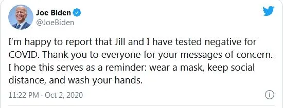 Ông Biden không bị nhiễm COVID-19, tiếp tục vận động tranh cử ảnh 2