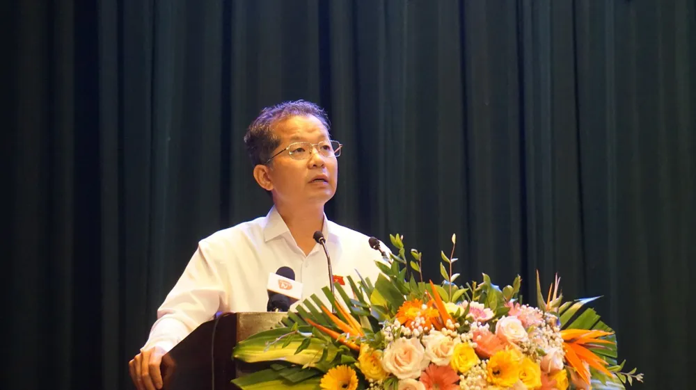 Bí thư Thành ủy, Trưởng đoàn ĐBQH đơn vị TP Đà Nẵng Nguyễn Văn Quảng. Ảnh: TẤN VIỆT cử tri đại án chuyến bay giải cứu việt á