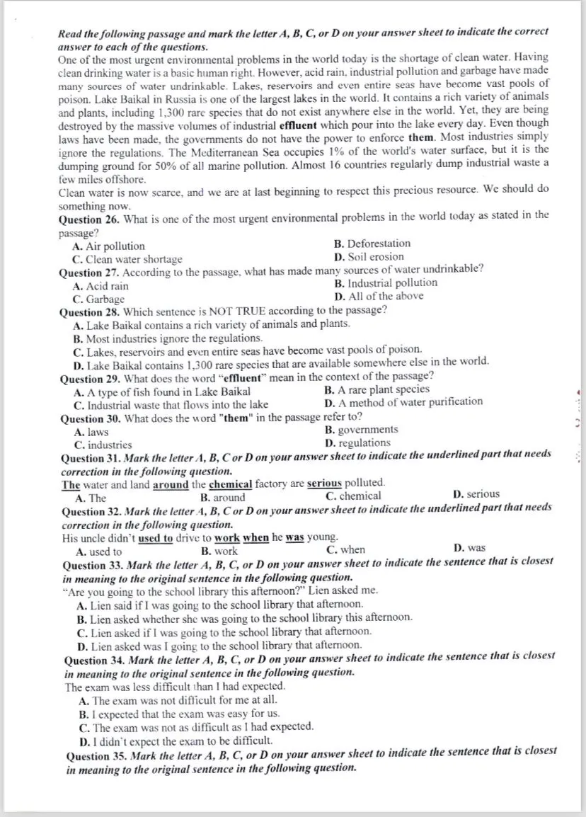 kỳ thi vào lớp 10 Hà Nội đề minh họa môn tiếng anh 2.jpg