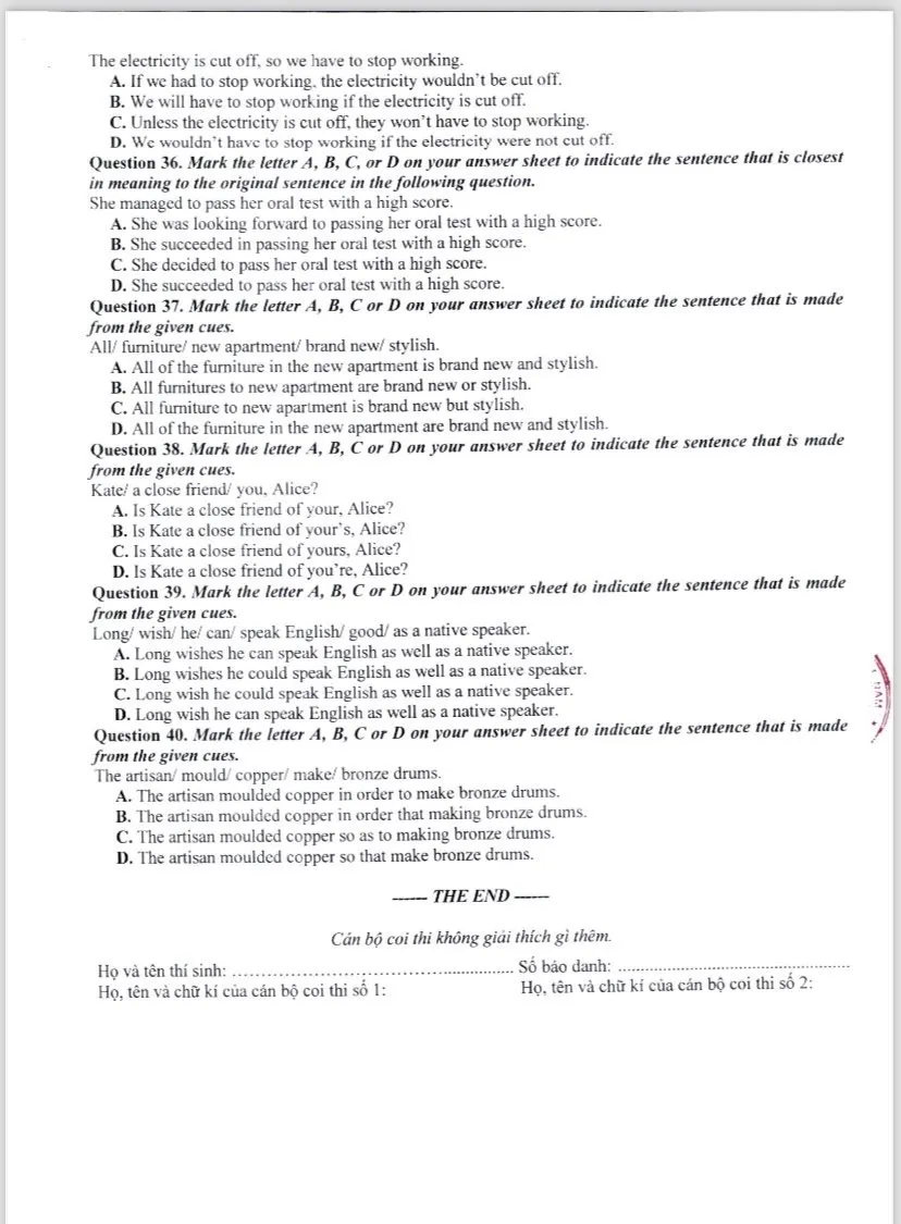 kỳ thi vào lớp 10 Hà Nội đề minh họa môn tiếng anh 3.jpg