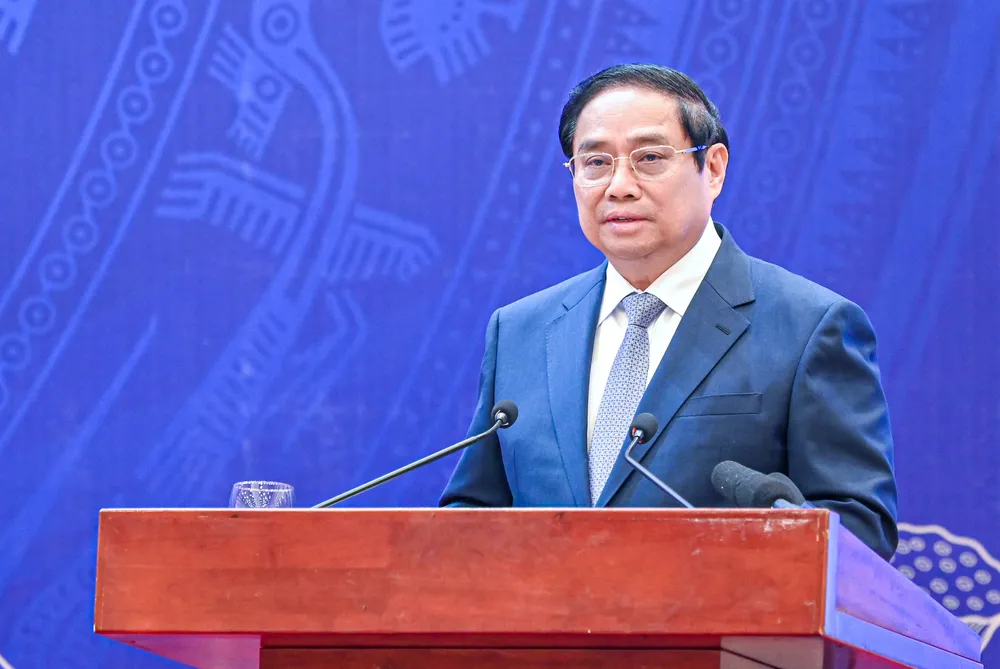 Thủ tướng Chính phủ Phạm Minh Chính phát biểu tại hội nghị. Ảnh: MOET chất lượng giáo viên 1.jpg