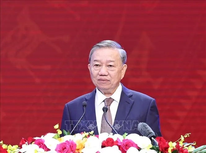 Tổng Bí thư Tô Lâm phát biểu tại buổi lễ. Ảnh: TTXVN