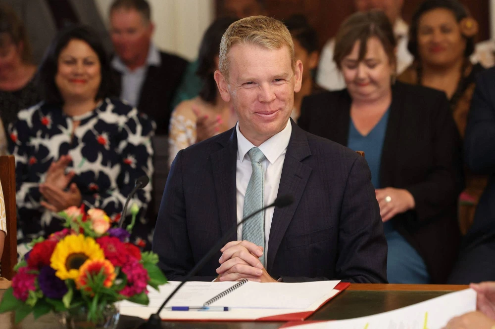Ông Chris Hipkins tại buổi lễ nhậm chức Thủ tướng New Zealand. Ảnh: AFP-JIJI