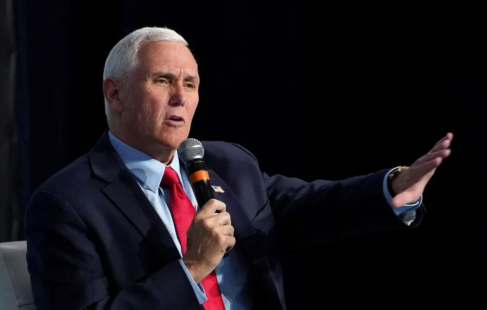 Cựu Phó Tổng thống Mỹ Mike Pence phát biểu tại Hội nghị thượng đỉnh về ý tưởng năm 2023 tại Washington (Mỹ) vào tháng 3. Ảnh: Kevin Lamarque/REUTERS Cựu Phó Tổng thống Mỹ Mike Pence phát biểu tại Hội nghị thượng đỉnh về ý tưởng năm 2023 tại Washington (Mỹ) vào tháng 3. Ảnh: Kevin Lamarque/REUTERS