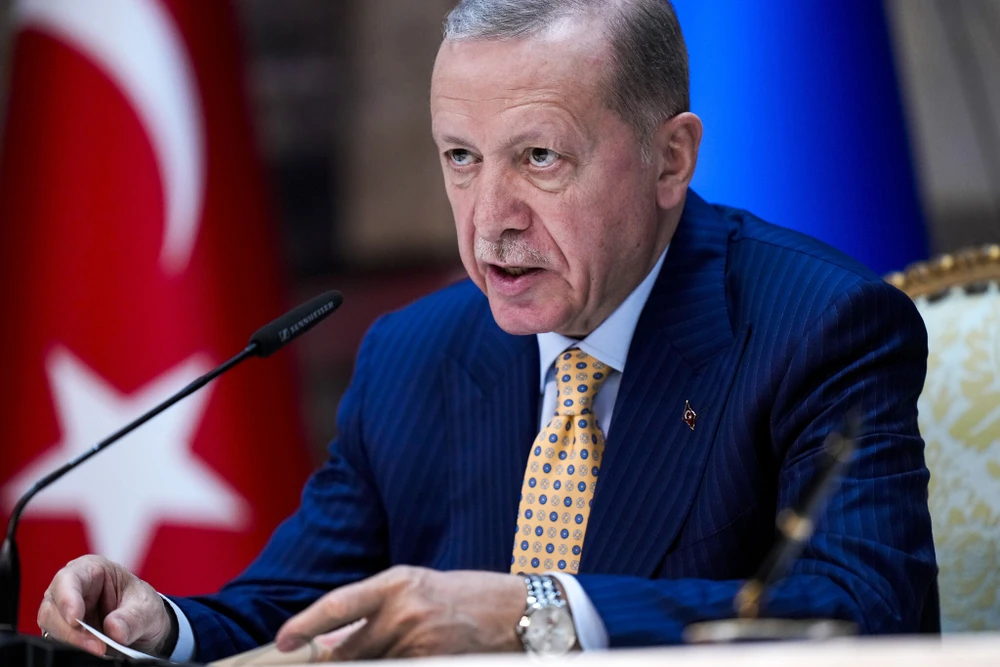 Tổng thống Thổ Nhĩ Kỳ Recep Tayyip Erdogan. Ảnh: AP Ông Erdogan gay gắt với ông Netanyahu về căng thẳng Iran-Israel ở Trung Đông.jpeg