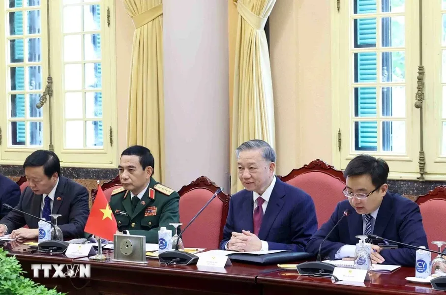 Chủ tịch nước Tô Lâm phát biểu tại hội đàm. Ảnh: Nhan Sáng/TTXVN 4.jpg