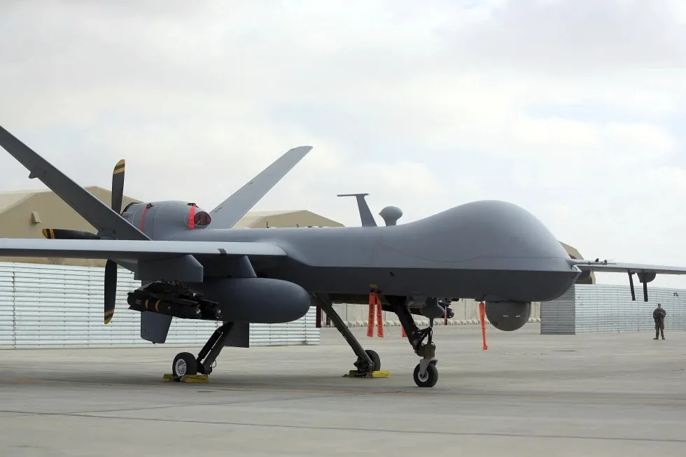 Một máy bay không người lái (UAV) MQ-9 của Mỹ. Ảnh: AP máy bay không người lái của Mỹ