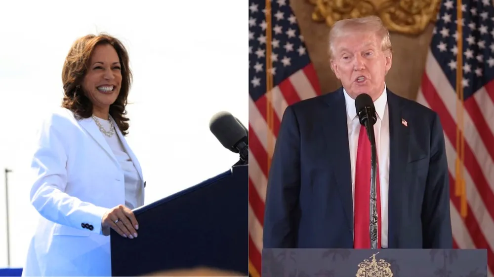 Nữ Phó Tổng thống Mỹ Kamala Harris và cựu Tổng thống Donald Trump. Ảnh: REUTERS Phó Tổng thống Harris.png