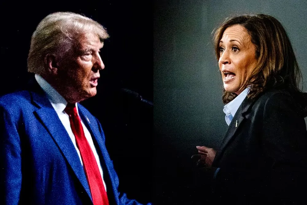 Phó Tổng thống Mỹ Kamala Harris và cựu Tổng thống Mỹ Donald Trump (trái). Ảnh: GETTY IMAGES Ông Trump và bà Harris sẵn sàng bước vào cuộc tranh luận tổng thống.jpg