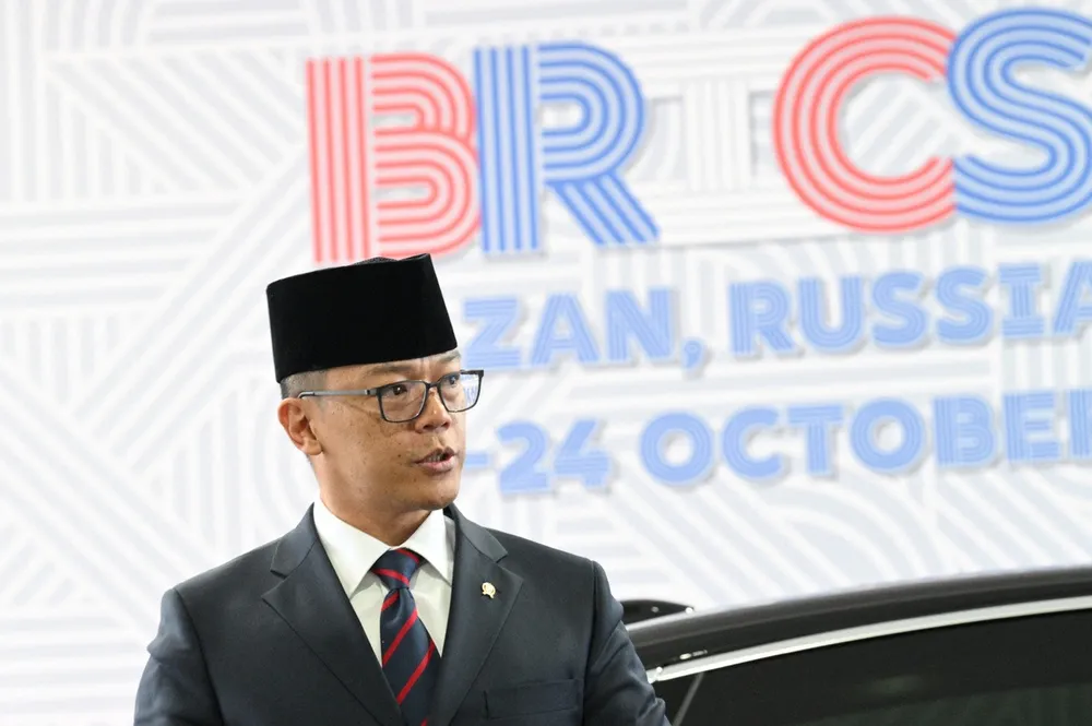 Ngoại trưởng Indonesia Sugiono nói việc gia nhập BRICS phù hợp với các chương trình chính của chính phủ tân Tổng thống Indonesia Prabowo Subianto. Ảnh: Kirill Zykov/BRICS-RUSSIA2024.RU Indonesia muốn gia nhập BRICS.jpg