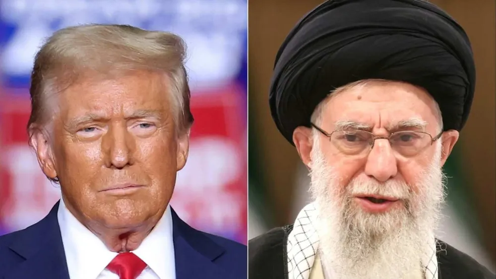 Ông Donald Trump (trái) và lãnh đạo tối cao Iran Ayatollah Ali Khamenei. Ảnh: AFP/GETTY IMAGES Iran và chính sách Mỹ.jpg