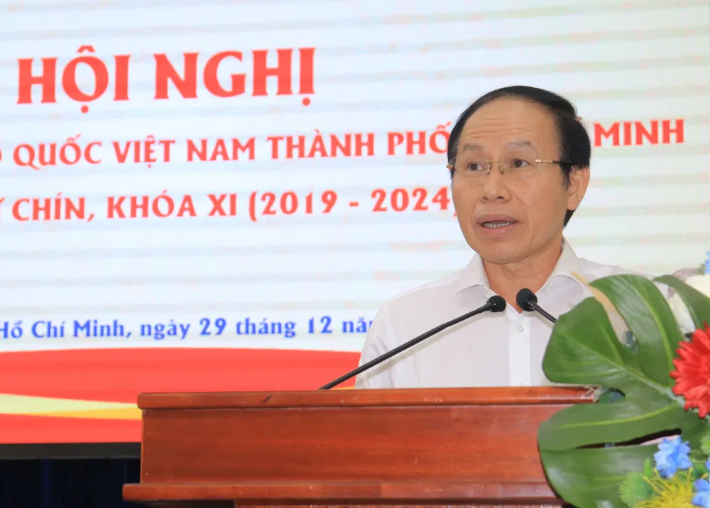 Ủy viên Trung ương Đảng, Phó Chủ tịch - Tổng Thư ký Ủy ban Trung ương MTTQ Việt Nam Lê Tiến Châu đánh giá cao kết quả mà Mặt trận TP đạt được năm 2022