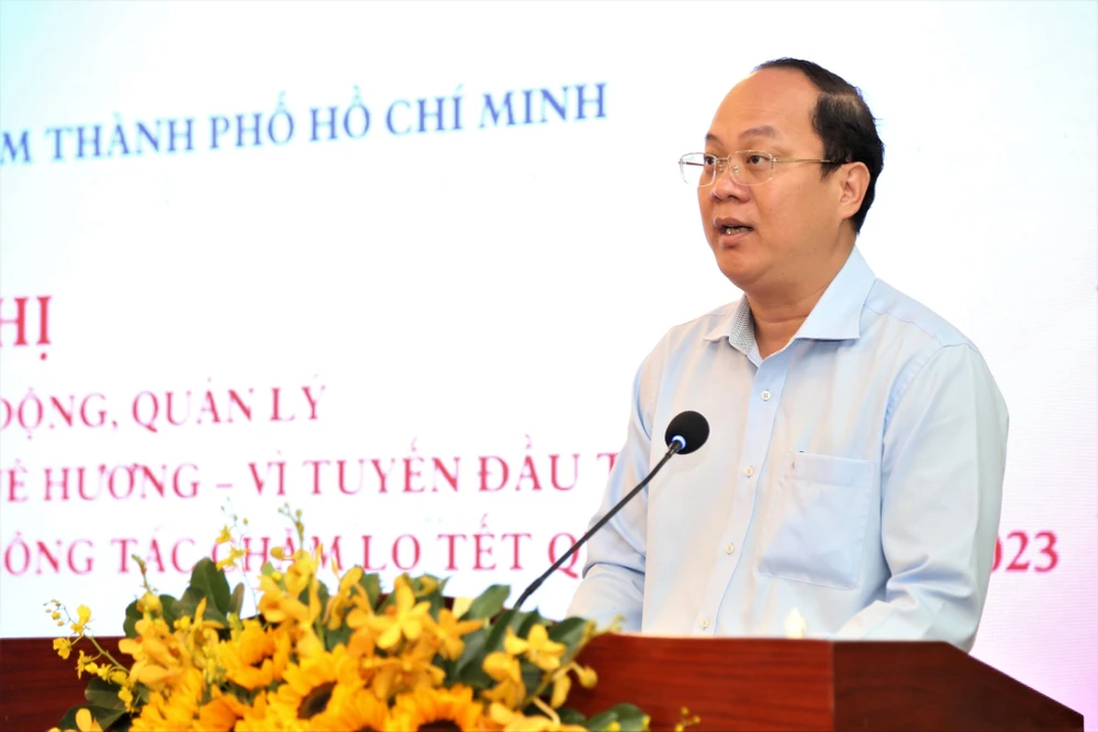 Phó Bí thư Thành ủy TP.HCM Nguyễn Hồ Hải biểu dương những nỗ lực và thành tựu đạt được trong năm qua. Ảnh: VT